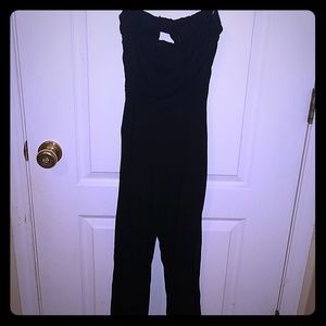 Black Strapless Pant Romper